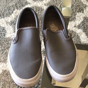 Grey Perforated Leather Vans